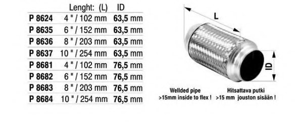 FENNO P8684 Flex Hose, exhaust system